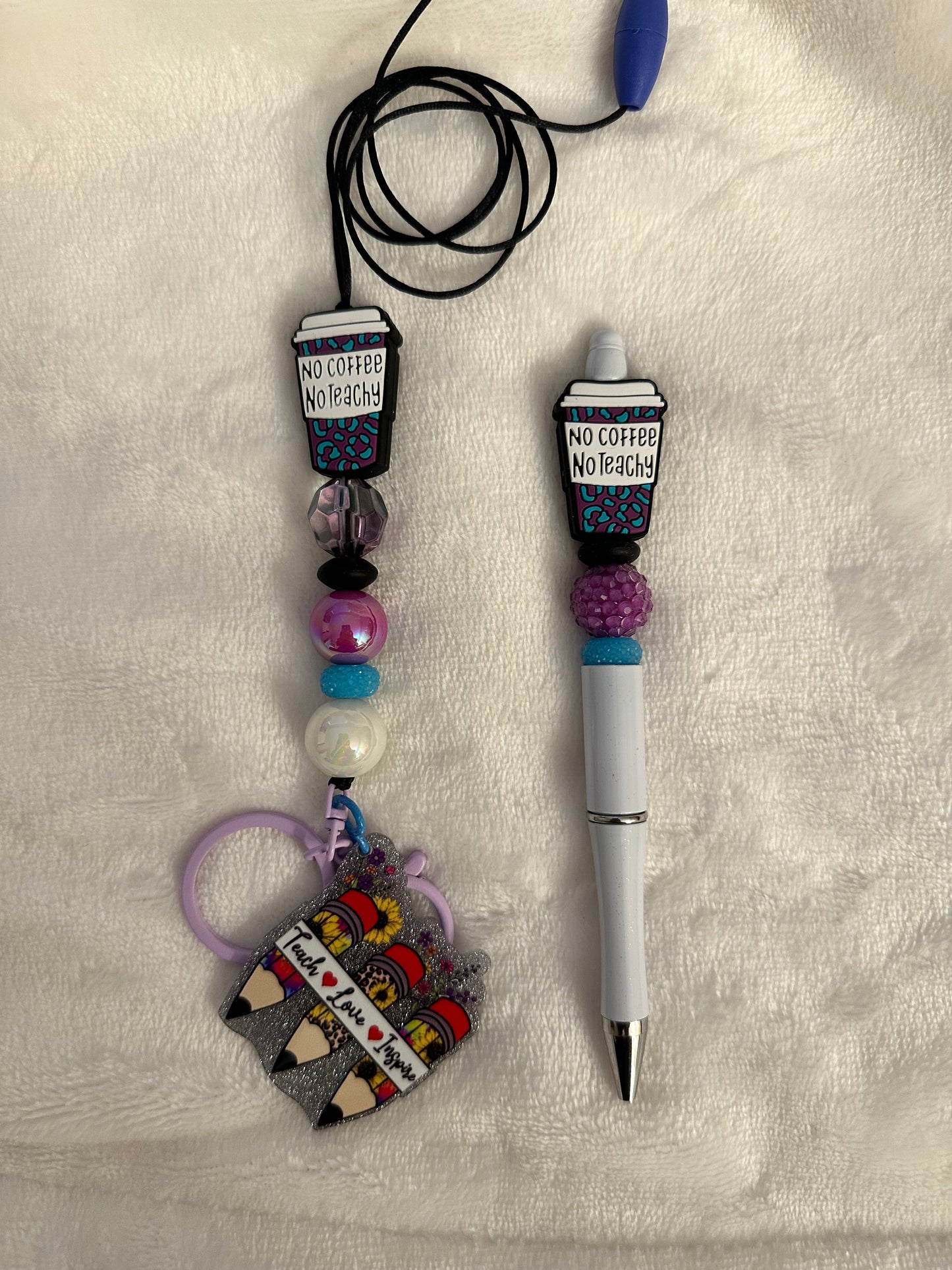 No coffee No teachy lanyard & pen set