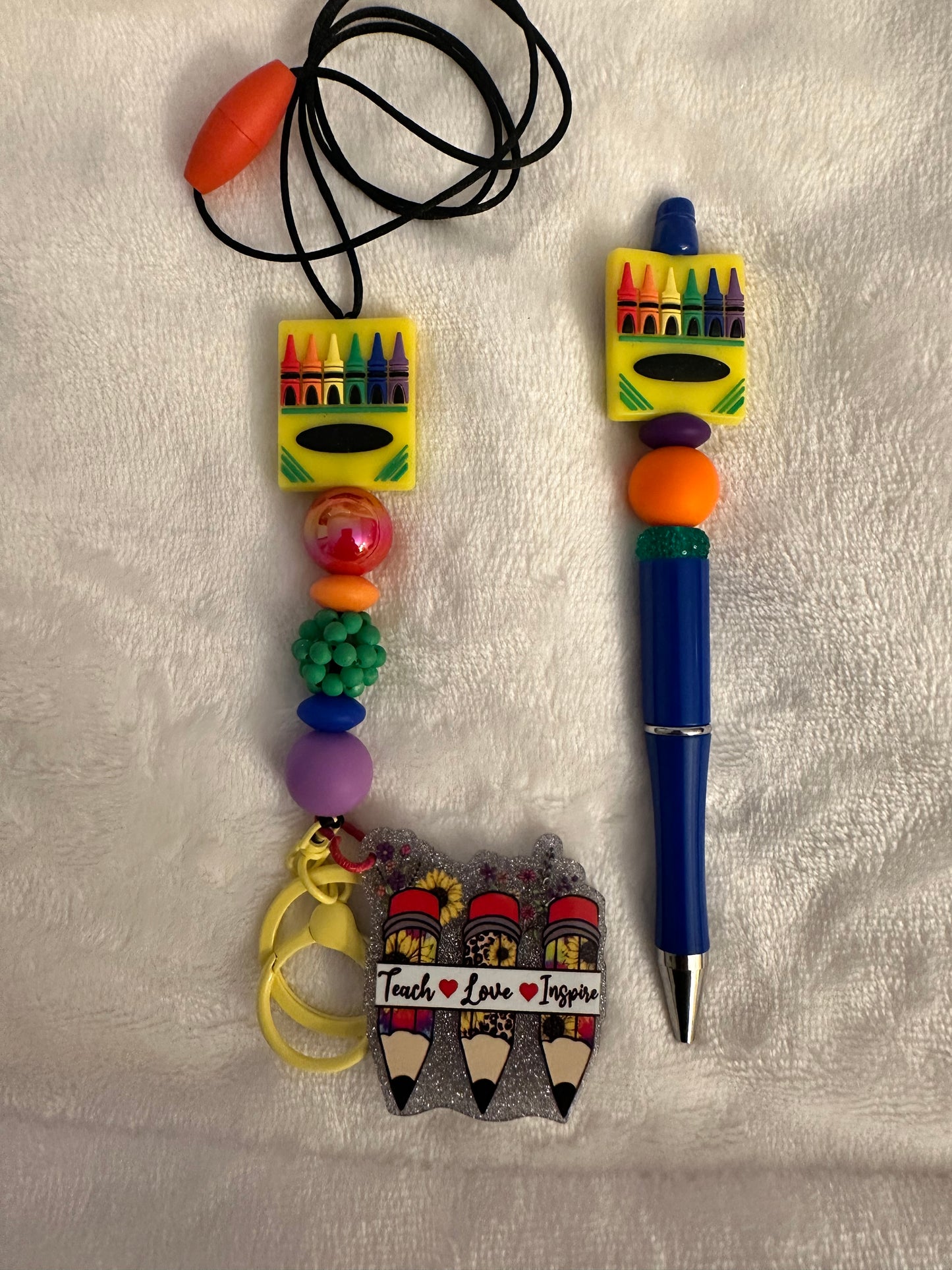 Crayon lanyard & pen set (royal blue)