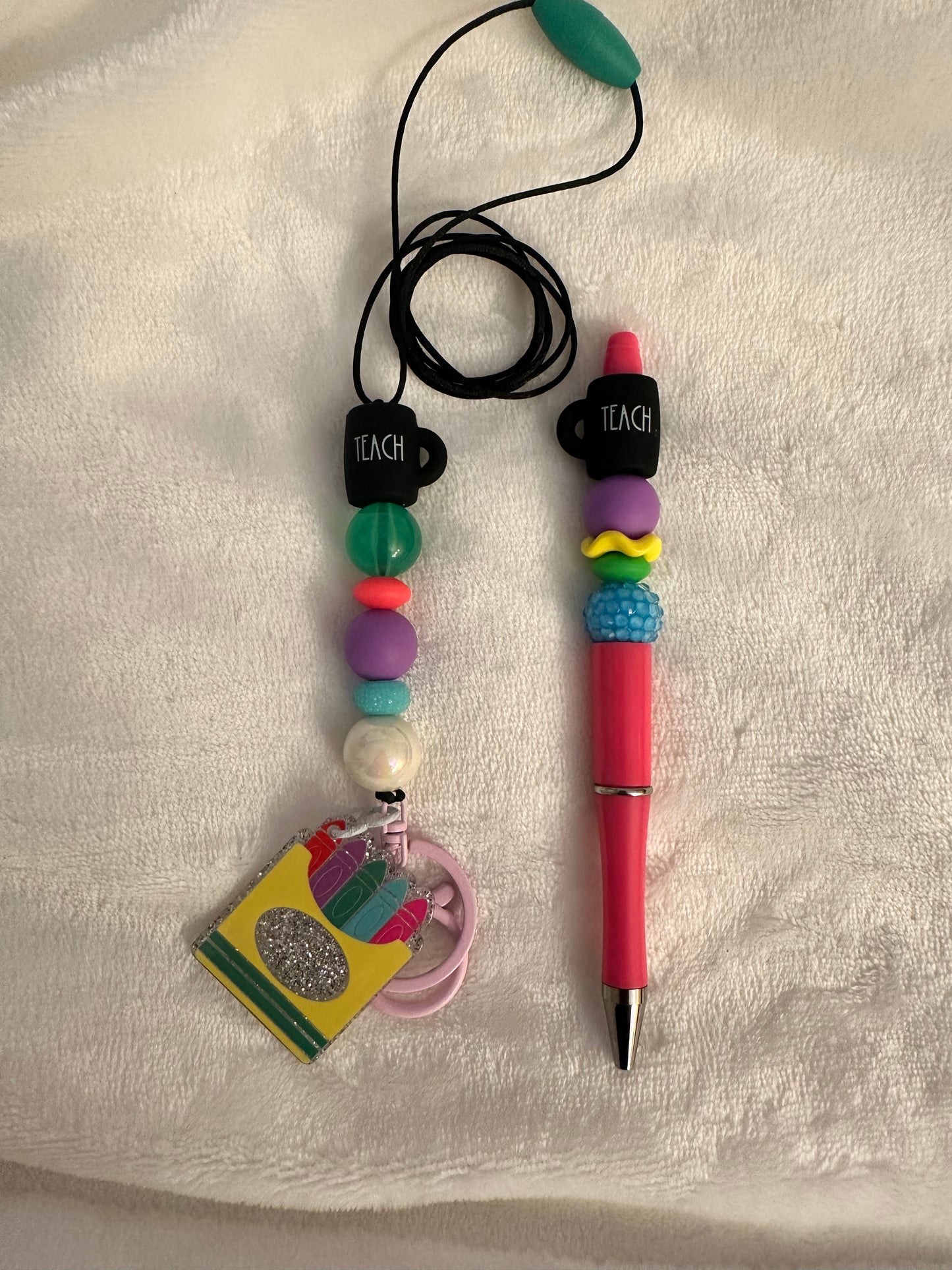 Teach coffee mug lanyard & pen set