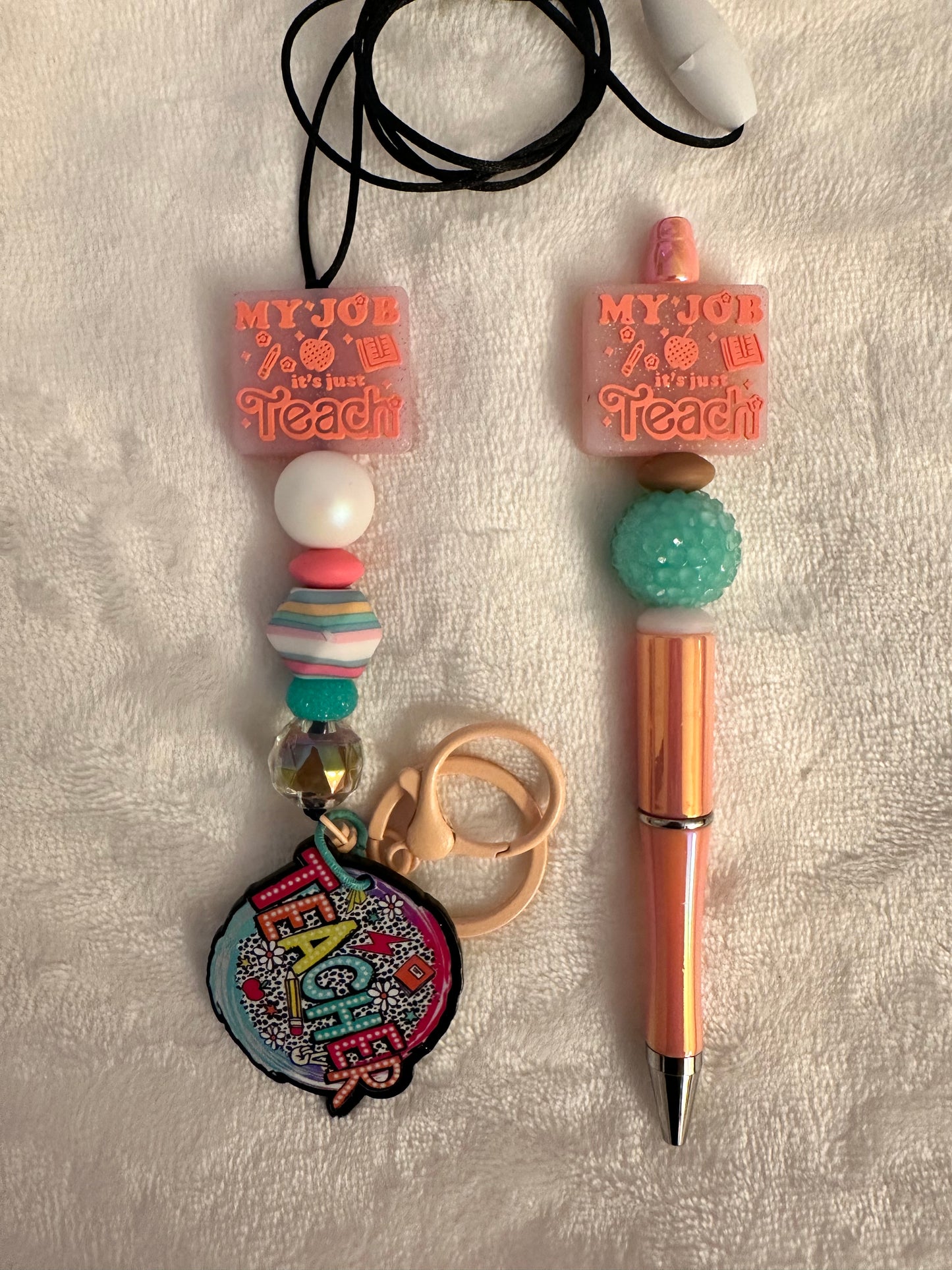 My job, it’s just teach lanyard & pen set