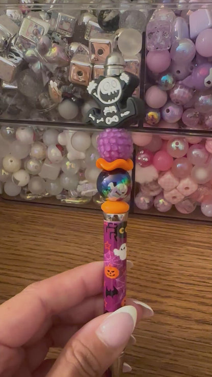 Halloween printed beaded focal pens