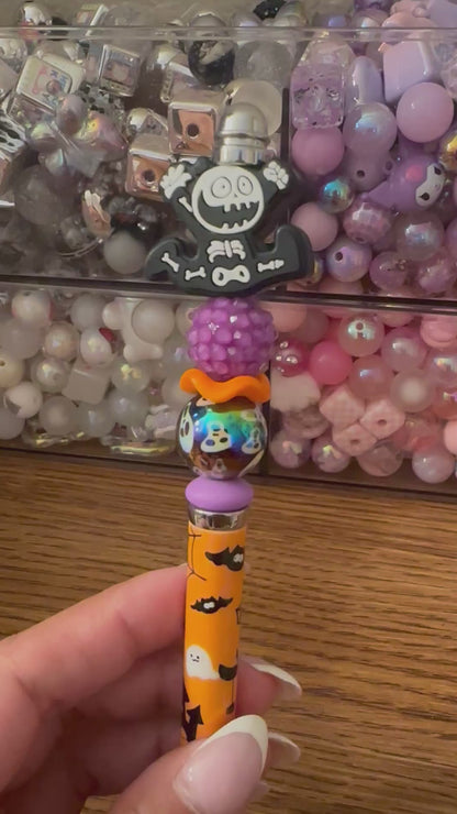 Halloween printed beaded focal pens